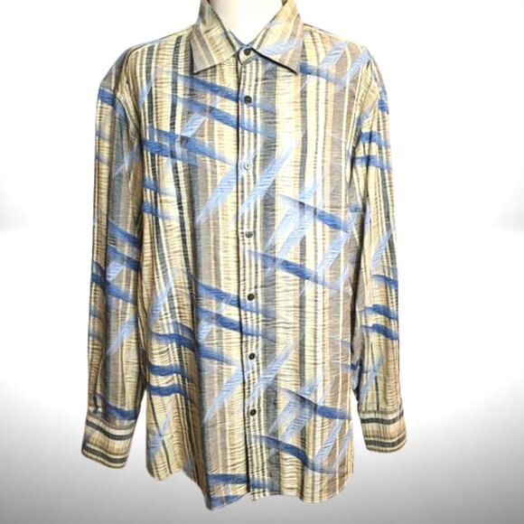 Jhane Barnes Other - Jhane Barnes XXL Button-Down Shirt – 100% Cotton – Blue/Tan Plaid – Lightweight
